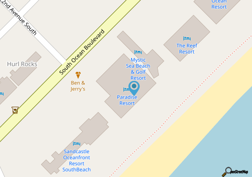 Paradise Resort condo with indoor & outdoor pools, tiki bar & beach access map location
