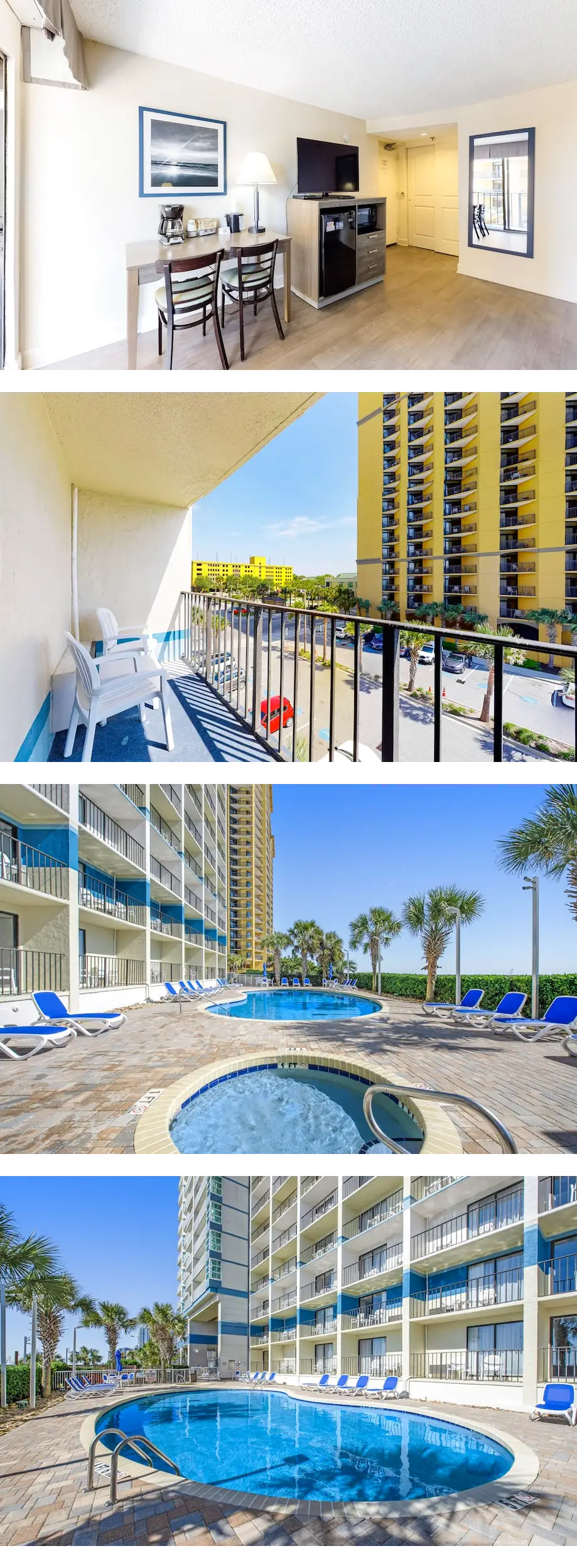 4th-floor studio with AC, pool, hot tub,...